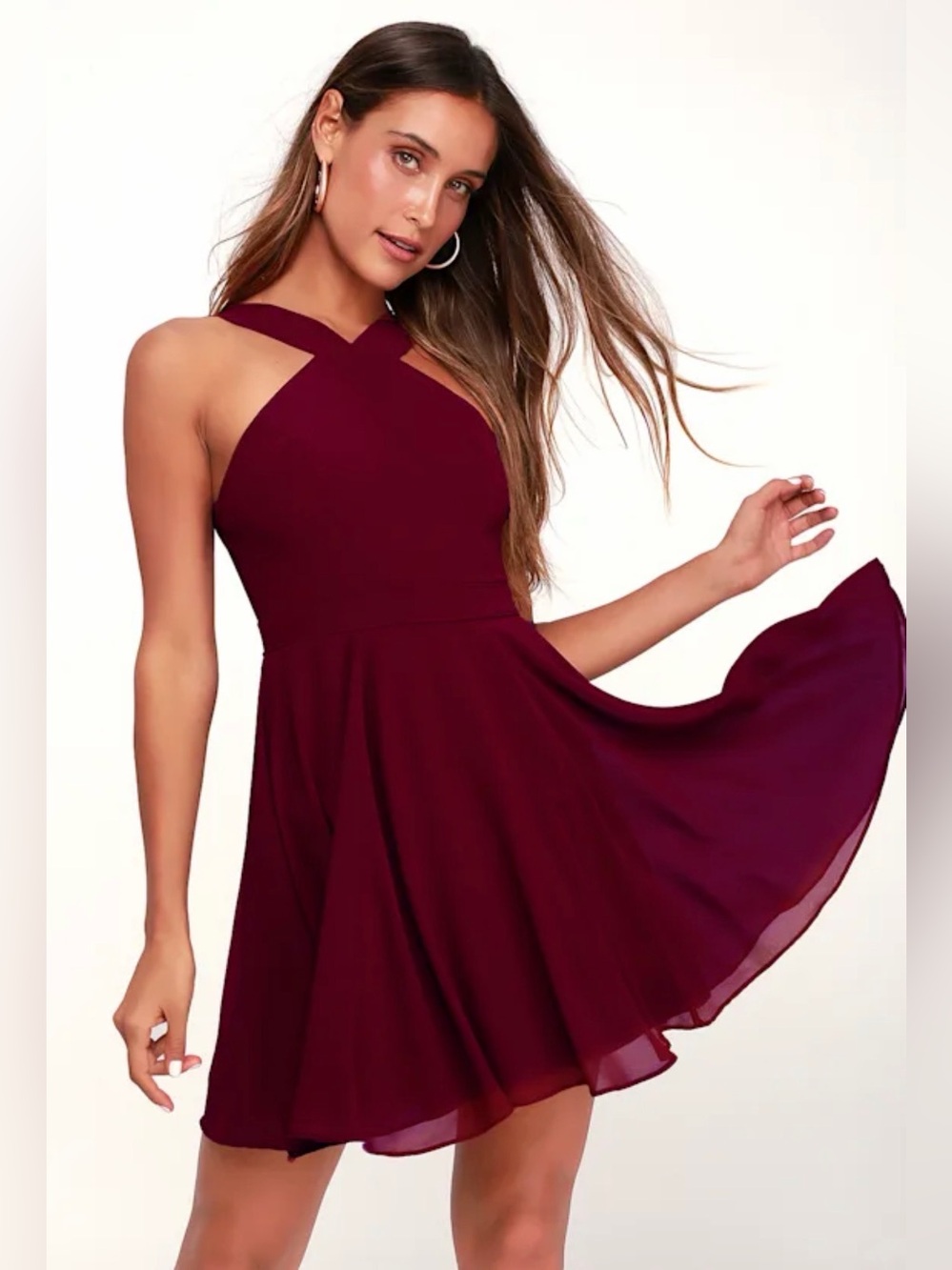 Forevermore Burgundy Skater Dress